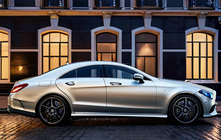 벤츠 CLS와 BMW 6시리즈 비교 - **Modern Mercedes-Benz CLS Exterior: Urban Elegance**
    A sleek, low-angle shot of a modern Merced...