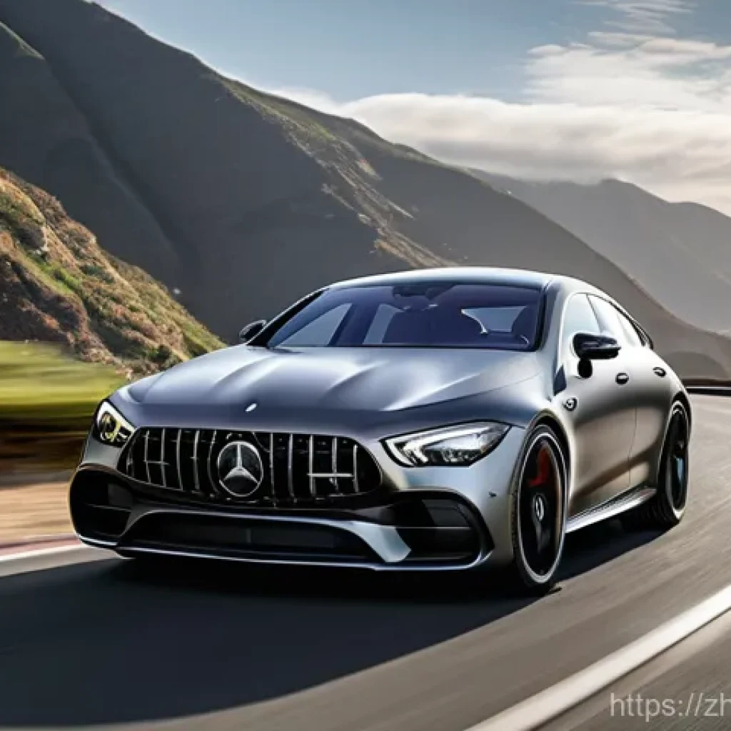 벤츠 AMG GT 4도어 쿠페의 퍼포먼스 - **Prompt 1: Dynamic Driving Sensation on a Winding Road**
    "A photorealistic, cinematic shot of a...