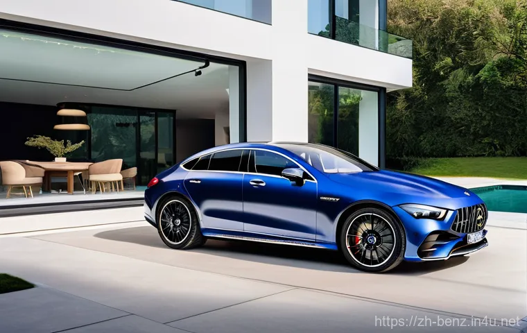 벤츠 AMG GT 4도어 쿠페의 퍼포먼스 - **Prompt 2: Luxurious and High-Tech Interior Experience at Night**
    "A highly detailed, photoreal...