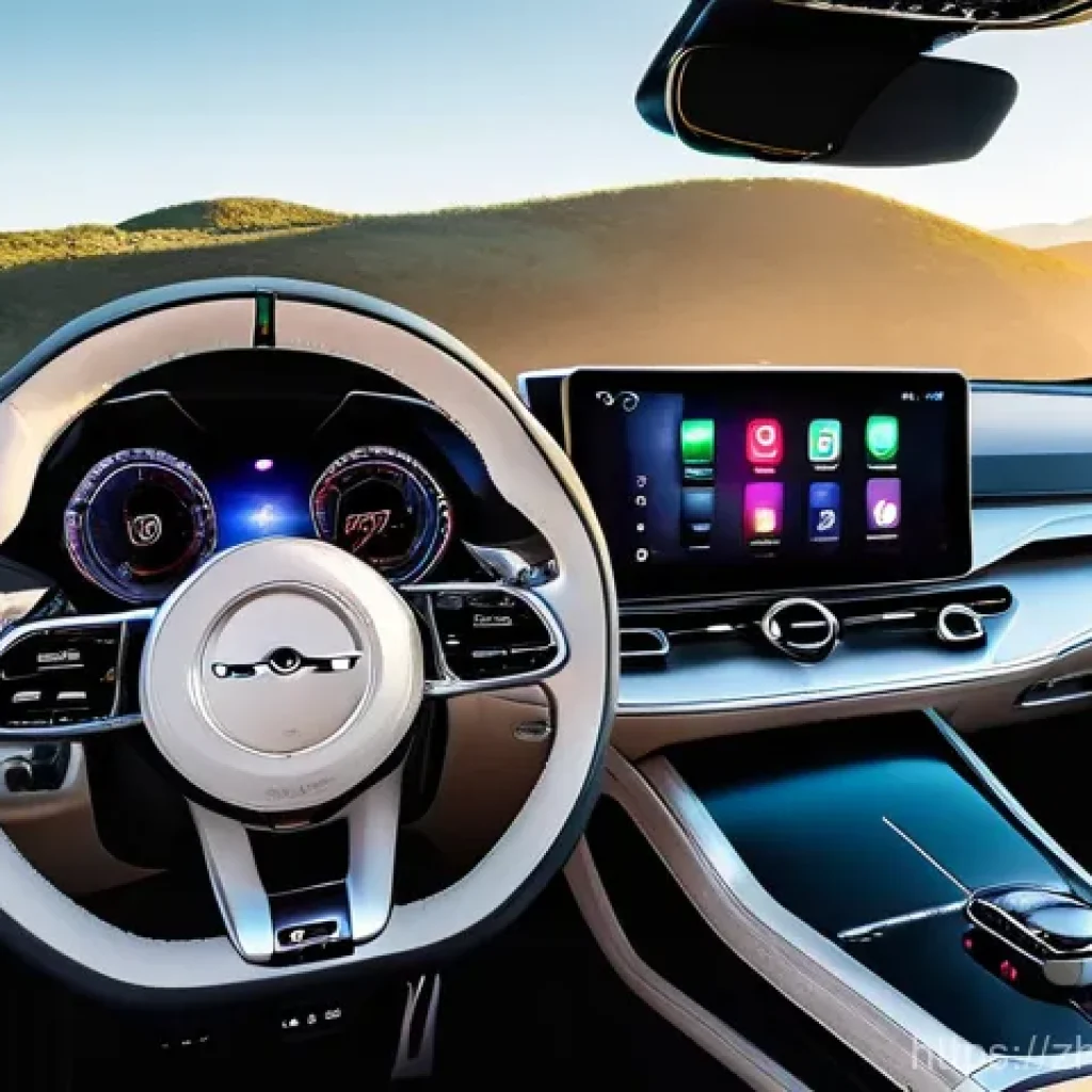 벤츠 GLB 컴팩트 SUV의 내부 공간 - 25-inch high-resolution screens are illuminated with a modern interface, displaying a navigation map...