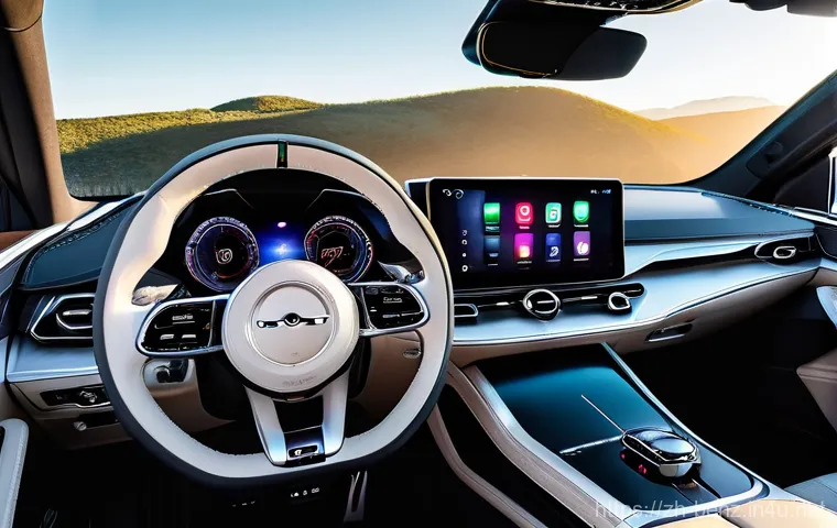 벤츠 GLB 컴팩트 SUV의 내부 공간 - 25-inch high-resolution screens are illuminated with a modern interface, displaying a navigation map...